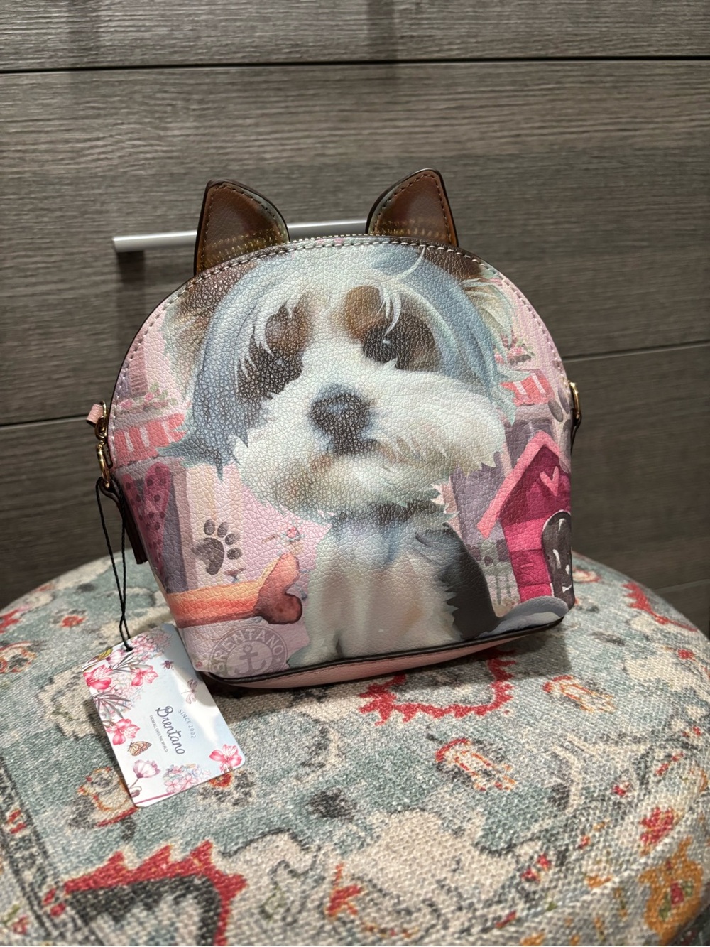 NWT Brentano Cozy Puppy Print Crossbody Bag - Picture 3 of 4